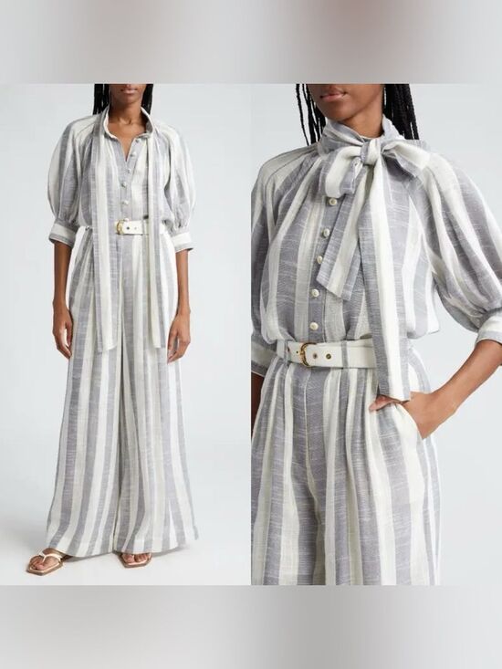 Zimmermann Tops - NEW ZIMMERMANN
Matchmaker Swing Stripe Tie Neck Button-Up Shirt